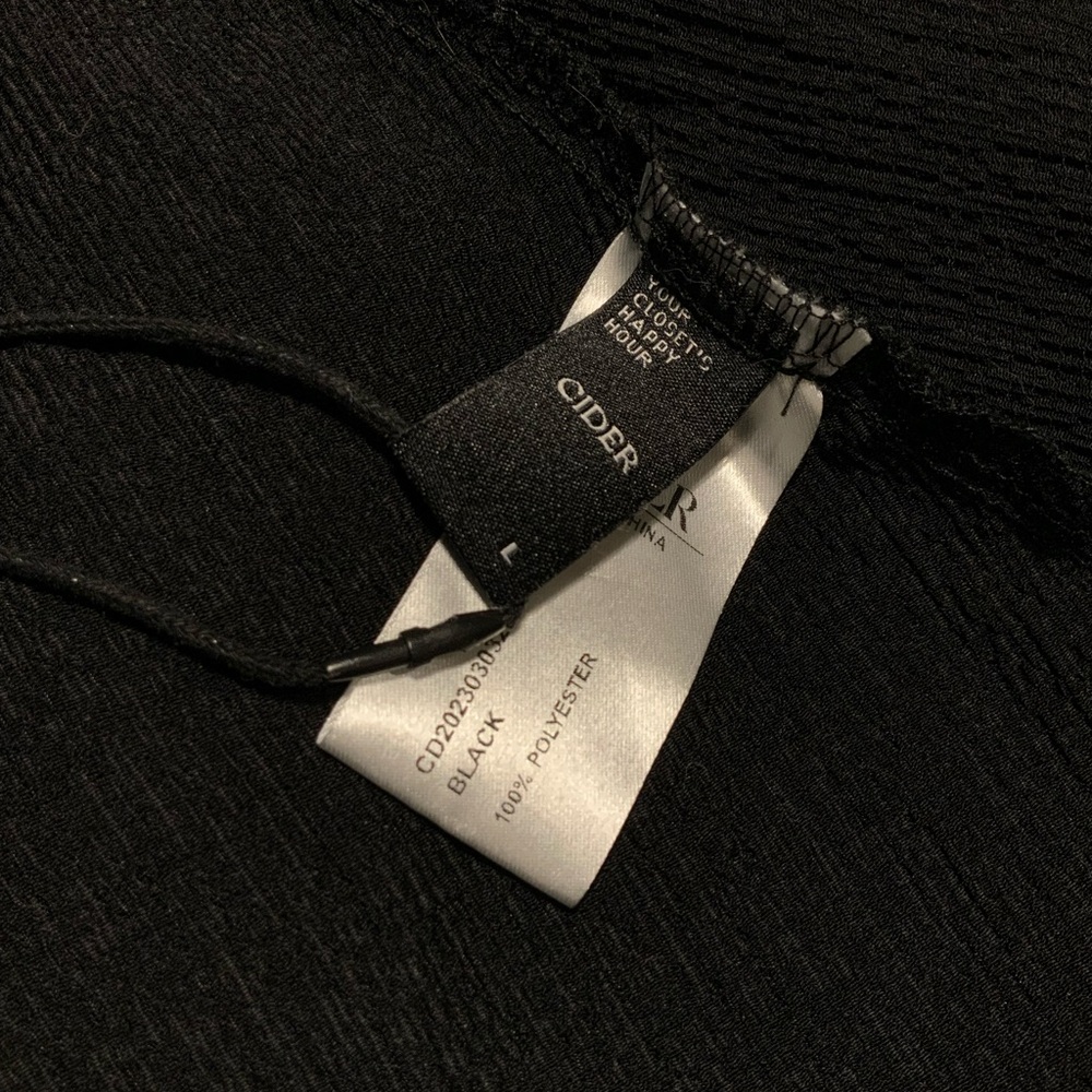 (Bin 14) Cider, Black Short Ruffled Strapless Dress, Size L - Picture 3 of 3